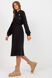 Casual Hooded Tracksuit Dress with Decorative Buttons