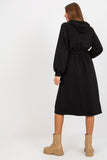 Casual Hooded Tracksuit Dress with Decorative Buttons