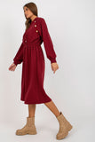 Hooded Sweatshirt Dress with Waist Elastic and Buttons