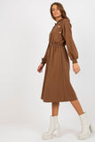 Hooded Sweatshirt Dress with Waist Elastic and Buttons