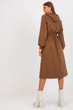 Hooded Sweatshirt Dress with Waist Elastic and Buttons