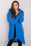 Dark Blue Women's Hooded Zip-Up Sweatshirt with Pockets