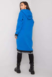 Dark Blue Women's Hooded Zip-Up Sweatshirt with Pockets