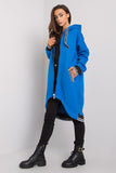 Dark Blue Women's Hooded Zip-Up Sweatshirt with Pockets