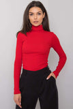 Fitted Long Sleeve One-Color Turtleneck Top