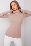 Fitted Long Sleeve One-Color Turtleneck Top