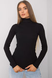Fitted Long Sleeve One-Color Turtleneck Top