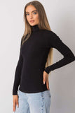 Fitted Long Sleeve One-Color Turtleneck Top