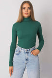 Fitted Long Sleeve One-Color Turtleneck Top