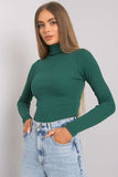 Fitted Long Sleeve One-Color Turtleneck Top