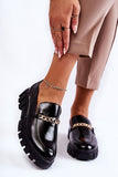 Elegant Eco Leather Loafers with Stylish Chain Detail
