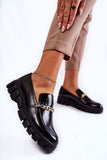 Elegant Eco Leather Loafers with Stylish Chain Detail
