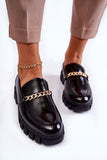 Elegant Eco Leather Loafers with Stylish Chain Detail