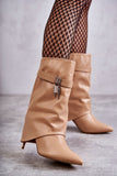 Eco Leather Slip-On Boots with Stiletto Heel & Removable Strap