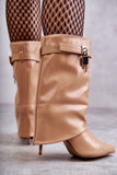 Eco Leather Slip-On Boots with Stiletto Heel & Removable Strap