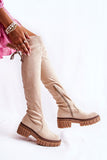 Stylish Over-the-Knee Eco-Suede Women's Boots with Zipper