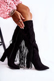 Chic Eco-Suede High Heel Boots with Tassel Detail