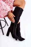 Chic Eco-Suede High Heel Boots with Tassel Detail
