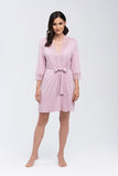 Elegant Lace-Trimmed Bathrobe with 3/4 Sleeves for Comfort