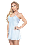Classic Blue Satin Chemise with Adjustable Straps