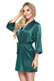 Elegant Satin Bathrobe with 3/4 Sleeves and Belt