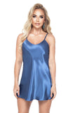 Delicate Satin Blue Chemise with Adjustable Straps