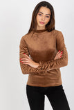 Elegant Velour Blouse with Long Sleeves and Stand-Up Collar