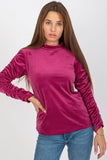 Long Sleeve Velour Blouse with Stand-Up Collar