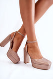 Glittery Women's Stiletto Sandals with Ankle Buckle Fastening
