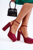 Glittery Ankle Strap Sandals with Stiletto Heel