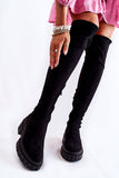 Stylish Over-the-Knee Eco-Suede Women's Boots with Zipper