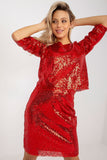 Sequined Pencil Cut Skirt with Covered Zipper Closure