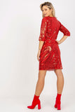 Sequined Pencil Cut Skirt with Covered Zipper Closure