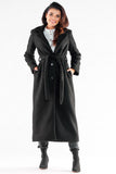 Maxi Length Warm Fabric Coat with Belt and Button Closure
