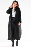 Maxi Length Warm Fabric Coat with Belt and Button Closure