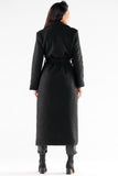 Maxi Length Warm Fabric Coat with Belt and Button Closure