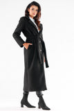 Maxi Length Warm Fabric Coat with Belt and Button Closure