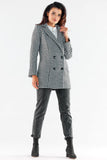 Elegant Double-Breasted Coat with Black Buttons