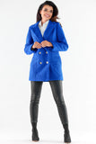 Elegant Double-Breasted Coat with Large Black Buttons
