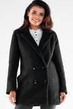 Elegant Double-Breasted Coat with Large Black Buttons
