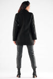 Elegant Double-Breasted Coat with Large Black Buttons