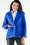 Elegant Warm Jacket with Large Button and Chic Pockets