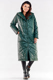 Long Quilted Coat with Pockets and Hood for All Seasons