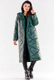 Long Quilted Coat with Pockets and Hood for All Seasons