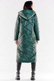 Long Quilted Coat with Pockets and Hood for All Seasons