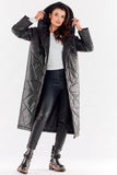 Long Quilted Coat with Hood and Pockets for All Seasons