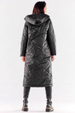 Long Quilted Coat with Hood and Pockets for All Seasons