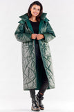 Long Quilted Coat with Hood and Pockets for All Seasons