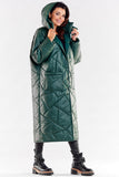 Long Quilted Coat with Hood and Pockets for All Seasons