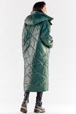Long Quilted Coat with Hood and Pockets for All Seasons